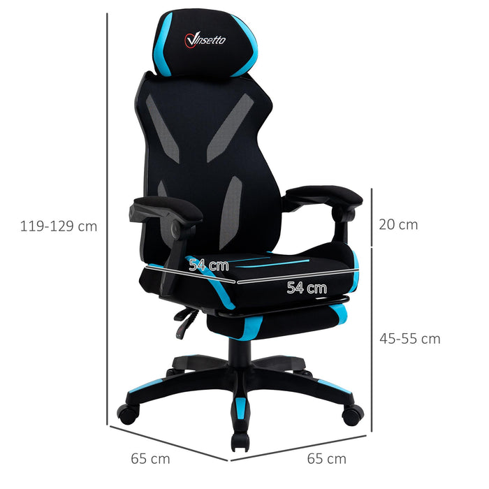 Sedia da Gaming Ergonomica 65x65x119-129 cm in Tessuto Nero