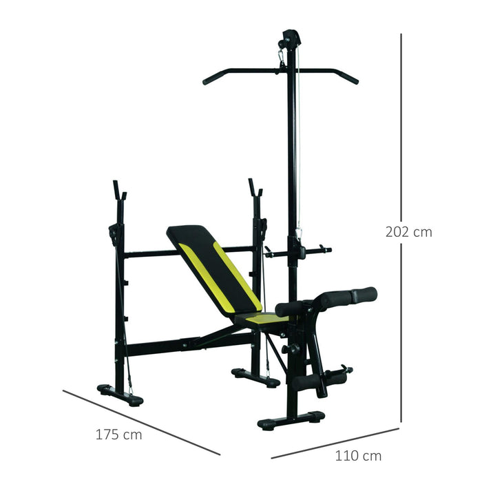 Stazione Fitness Multifunzione 175x110x202 cm in Acciaio Nero