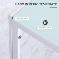 Tavolo Rettangolare 120x60x75 cm in Metallo e Vetro Temperato Bianco