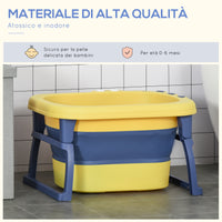 Vaschetta Bagnetto per Bambini 75,3x55,4x43 cm Antiscivolo Pieghevole Giallo e Blu