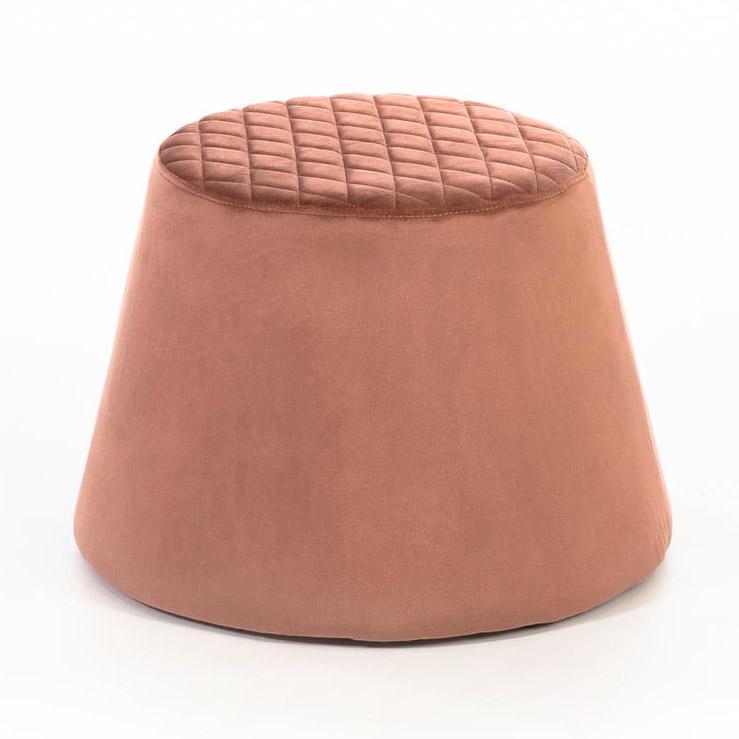 Pouf in Tessuto Vellutato Ø33 cm Rosa Antico