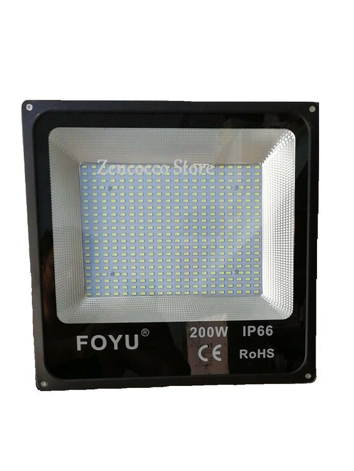 200W Faro Slim smd 400 LED 12000lm Luce Fredda 6400k Esterno IP66 - ZENCOCCO