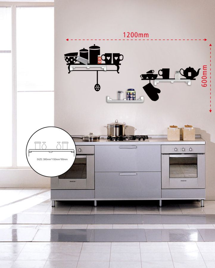 Sticker da Muro Kitchen con Mensole 120x60 cm Plastica