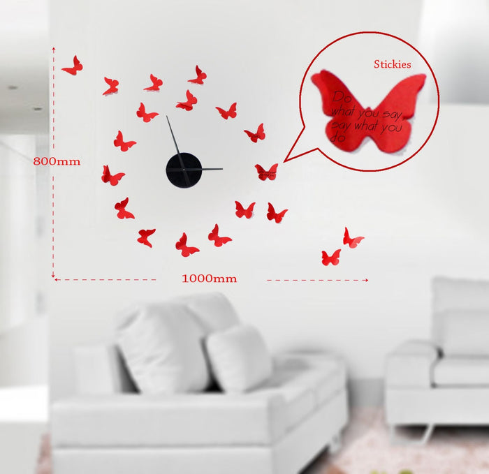 Sticker da Muro Orologio Butterflies 100x80 cm Plastica