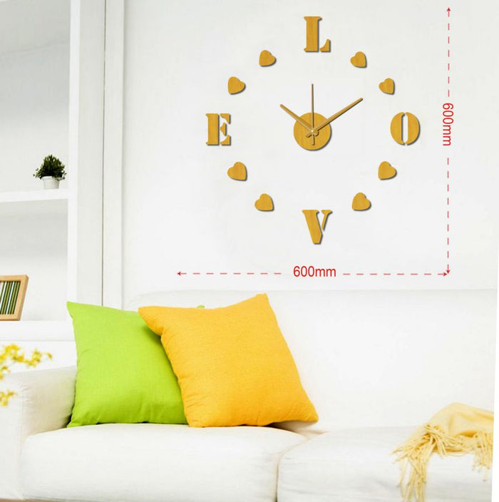 Sticker da Muro Orologio Love 60x60 cm Plastica