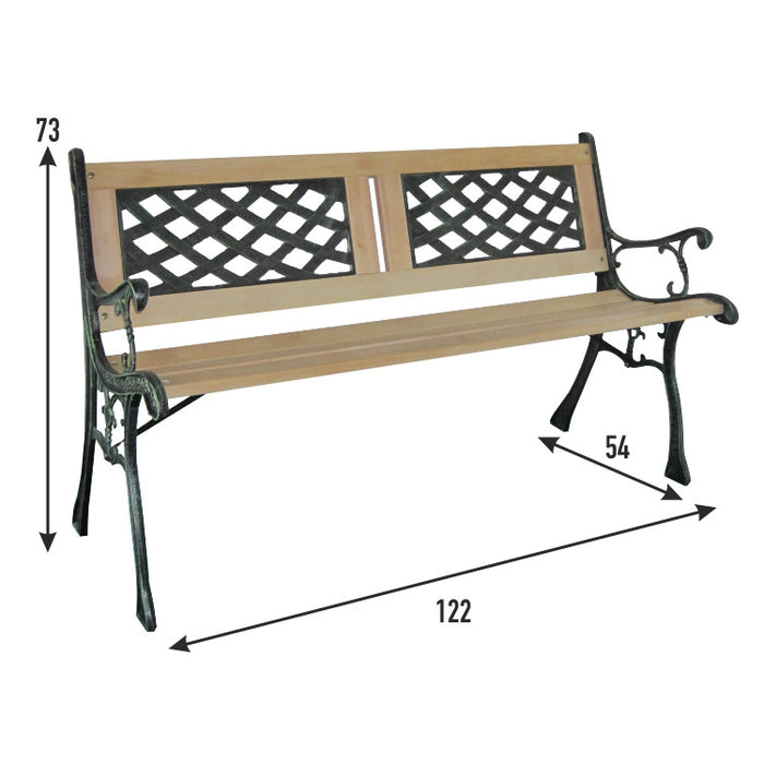 Panca da Giardino 122x54x73 cm in Ghisa e Legno