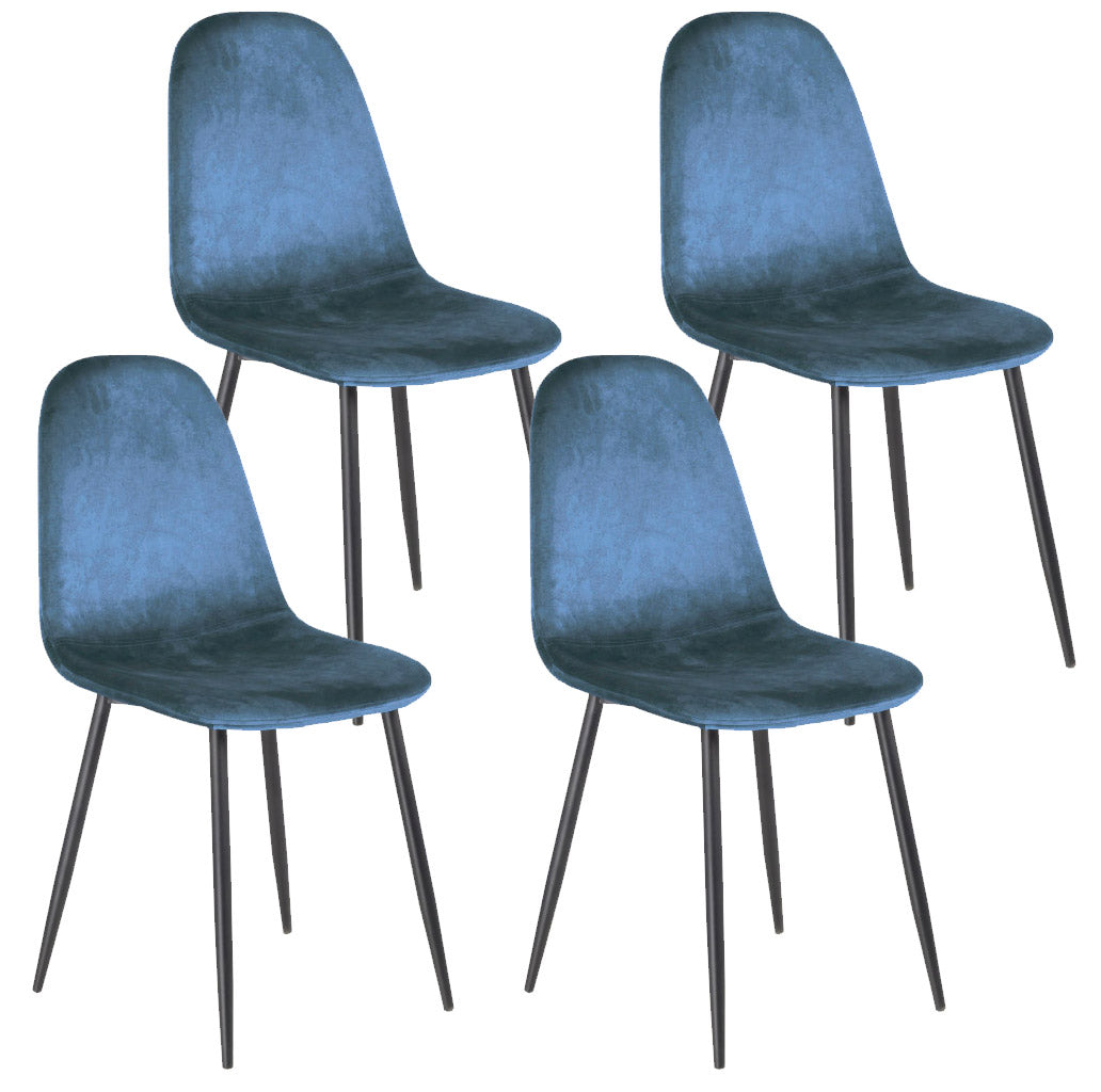 Set 4 Sedie da Interno 88x43x53 cm in Tessuto Blu