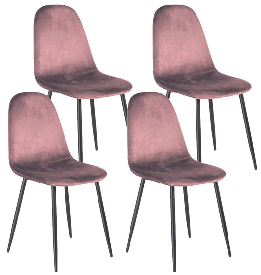 Set 4 Sedie da Interno 88x43x53 cm in Tessuto Rosa