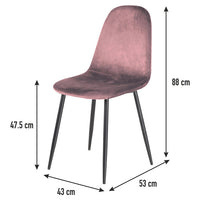 Set 4 Sedie da Interno 88x43x53 cm in Tessuto Rosa