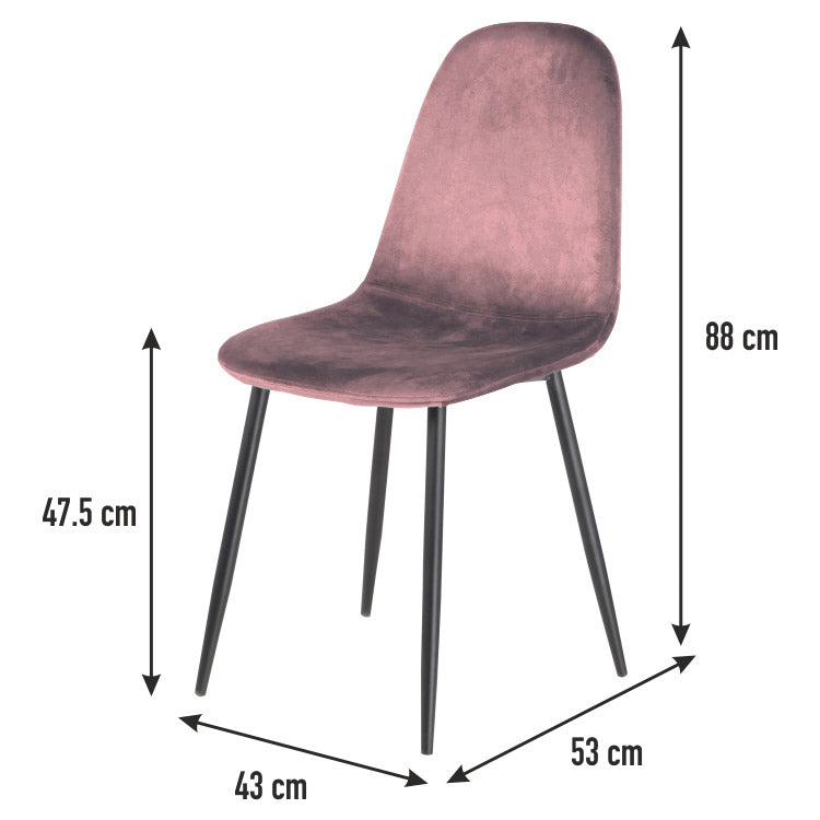 Set 4 Sedie da Interno 88x43x53 cm in Tessuto Rosa