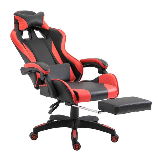 Sedia da Gaming Ergonomica 66x60x134 cm con Poggiapiedi in Similpelle Rosso