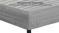 Letto Sommier Singolo 80x190 cm a Rete Fissa in Legno e Simil Velluto Dormidea Grigio