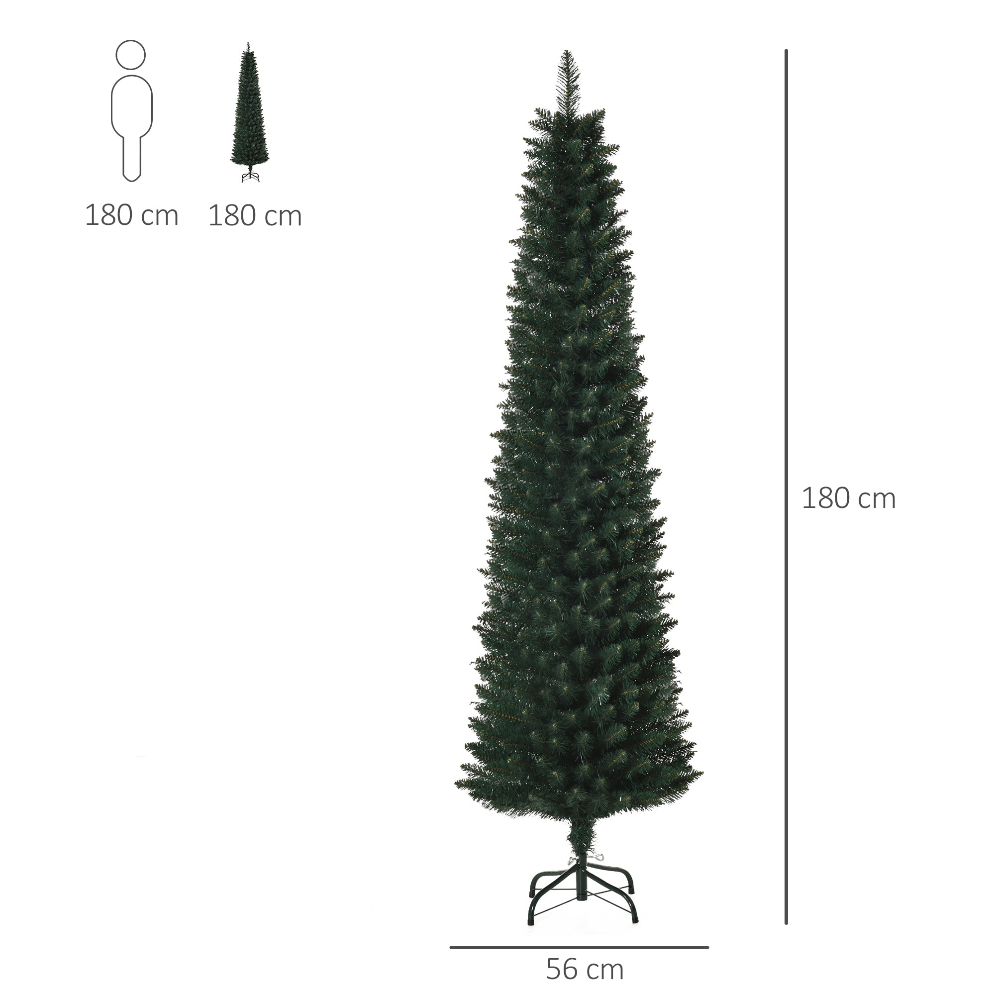 Albero di Natale Artificiale 180 cm 380 Rami Verde