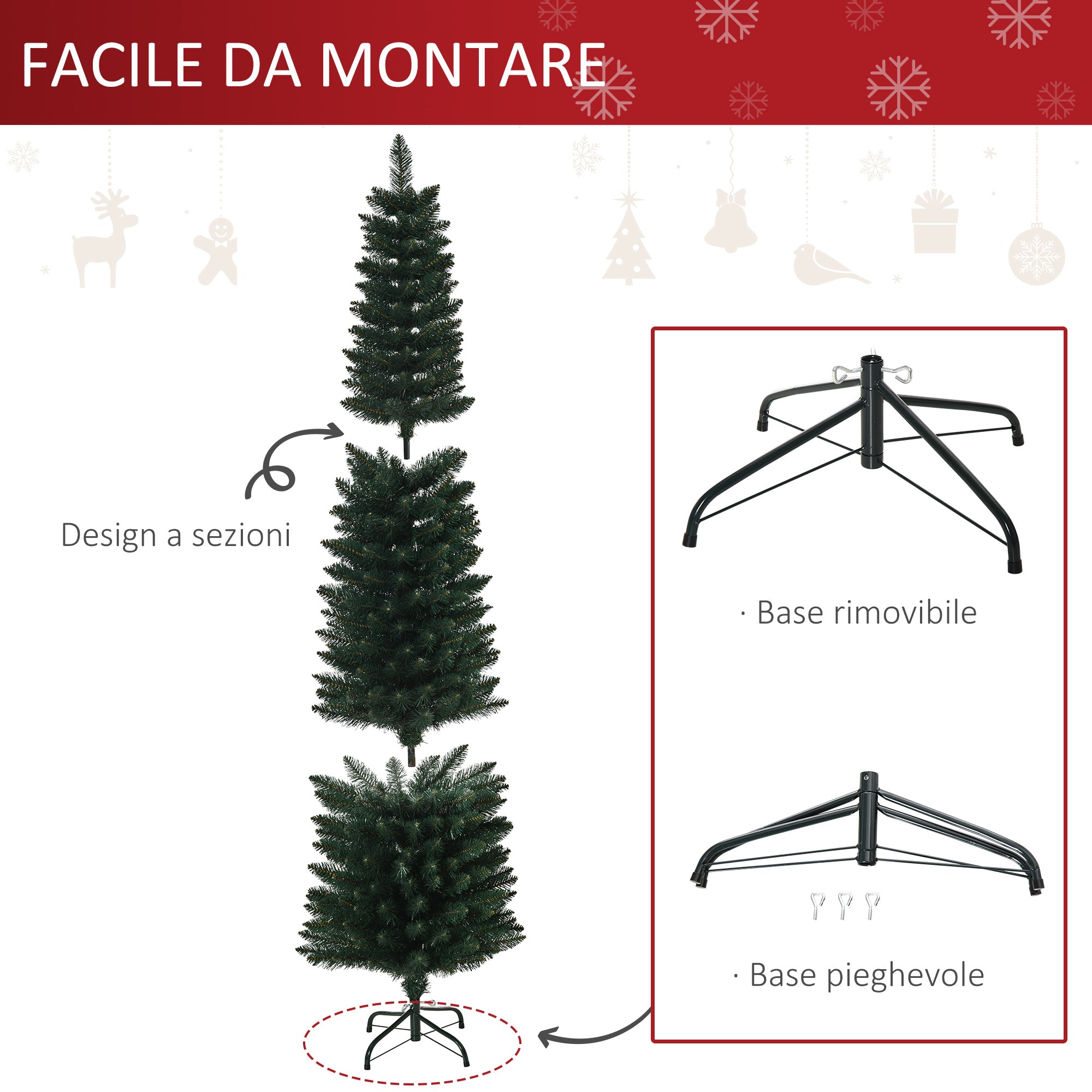 Albero di Natale Artificiale 180 cm 380 Rami Verde