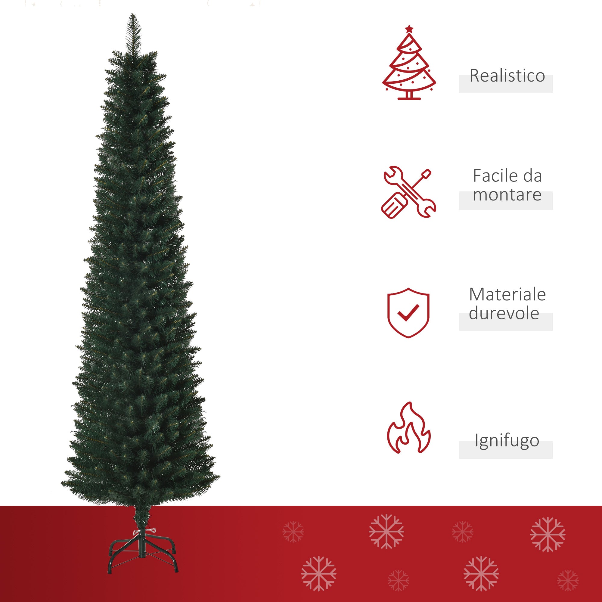 Albero di Natale Artificiale 180 cm 380 Rami Verde