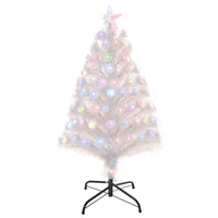 Albero di Natale Artificiale 90 cm 90 Rami con Luci LED e Fibre Ottiche Colorate Bianco