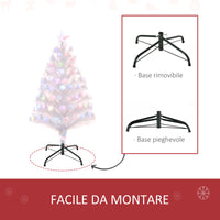 Albero di Natale Artificiale 90 cm 90 Rami con Luci LED e Fibre Ottiche Colorate Bianco