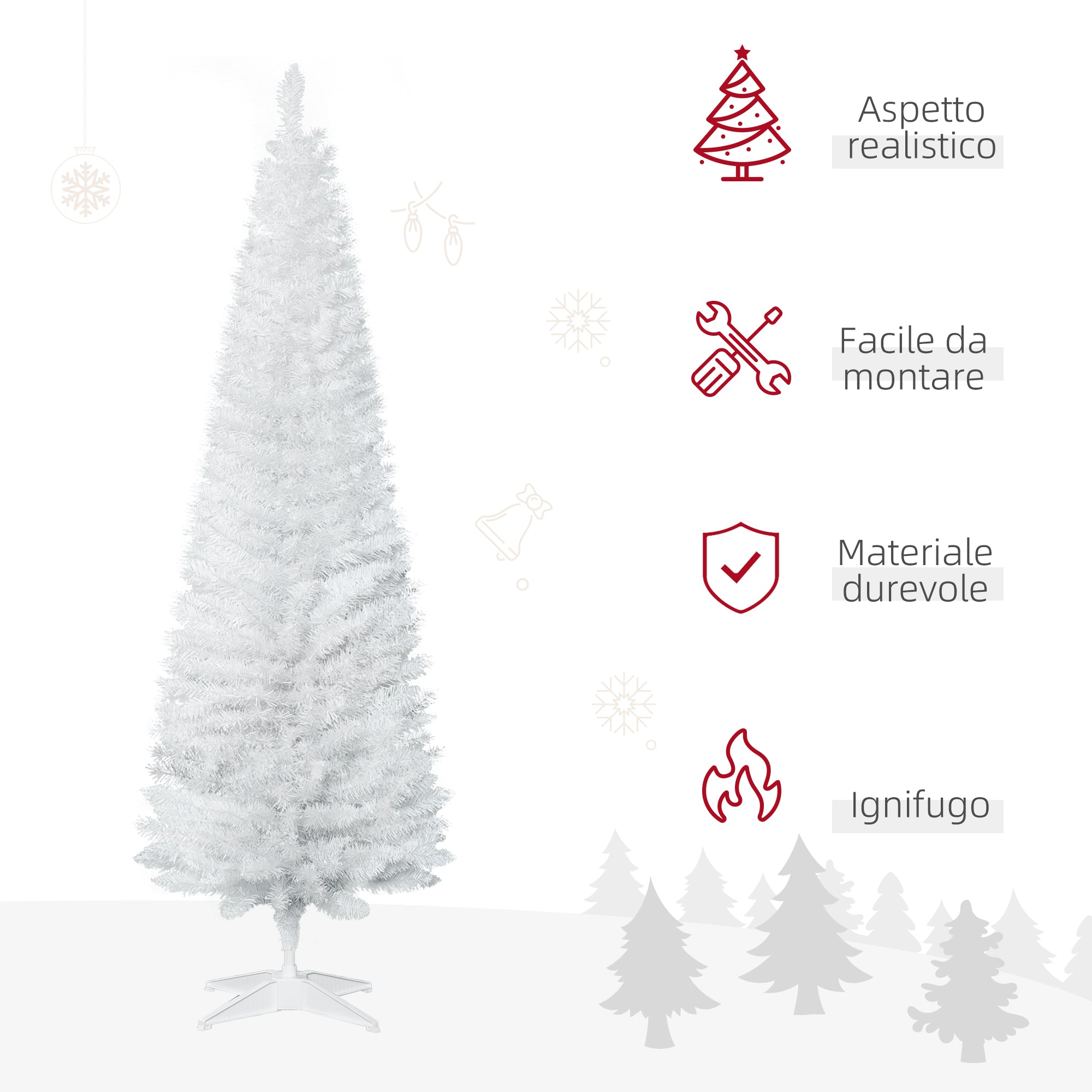 Albero di Natale Artificiale 180 cm 390 Rami Bianco