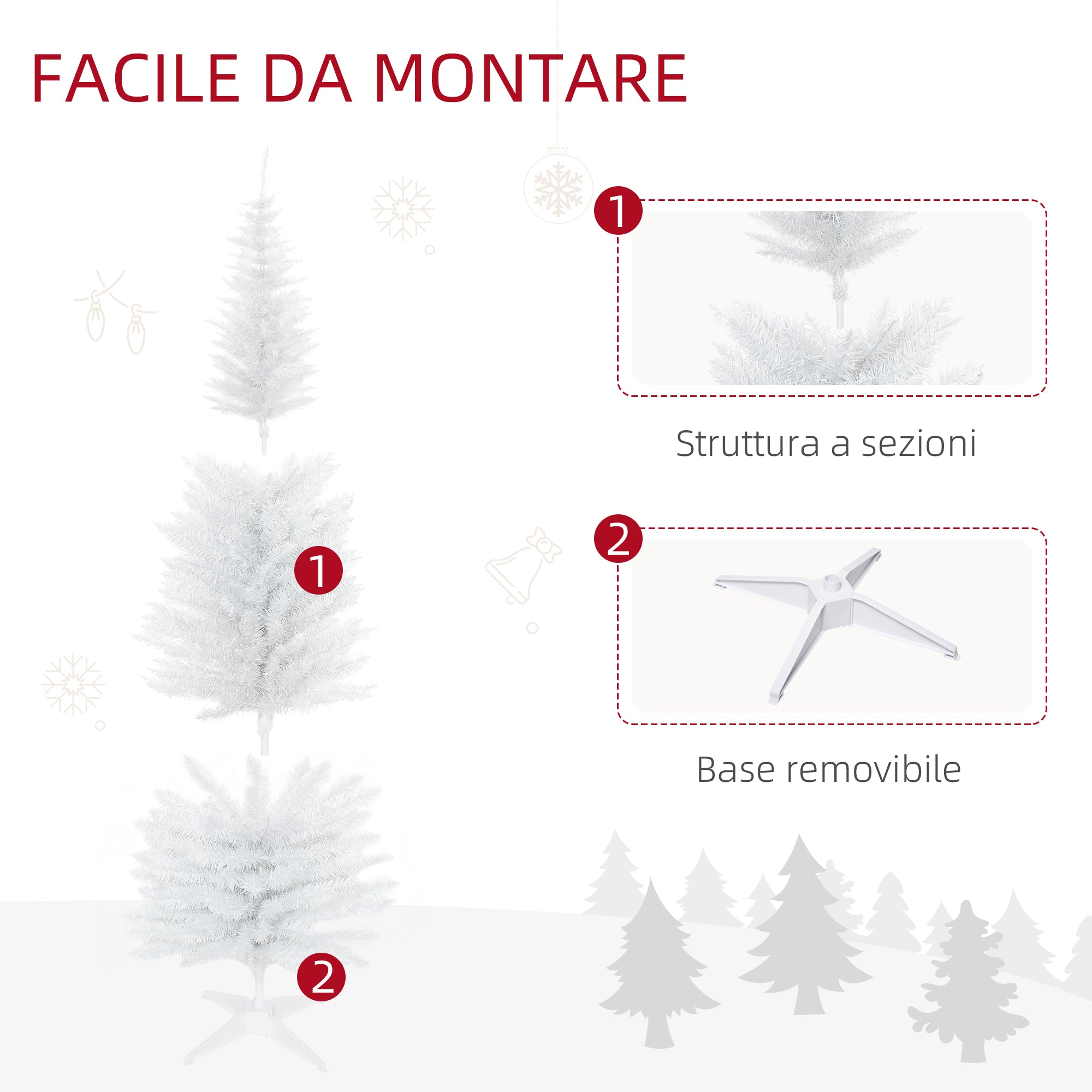 Albero di Natale Artificiale 180 cm 390 Rami Bianco