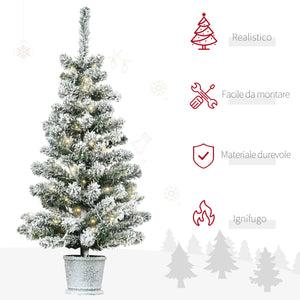 Albero di Natale Artificiale 90 cm 116 Rami con Luci Led Bianche Verde