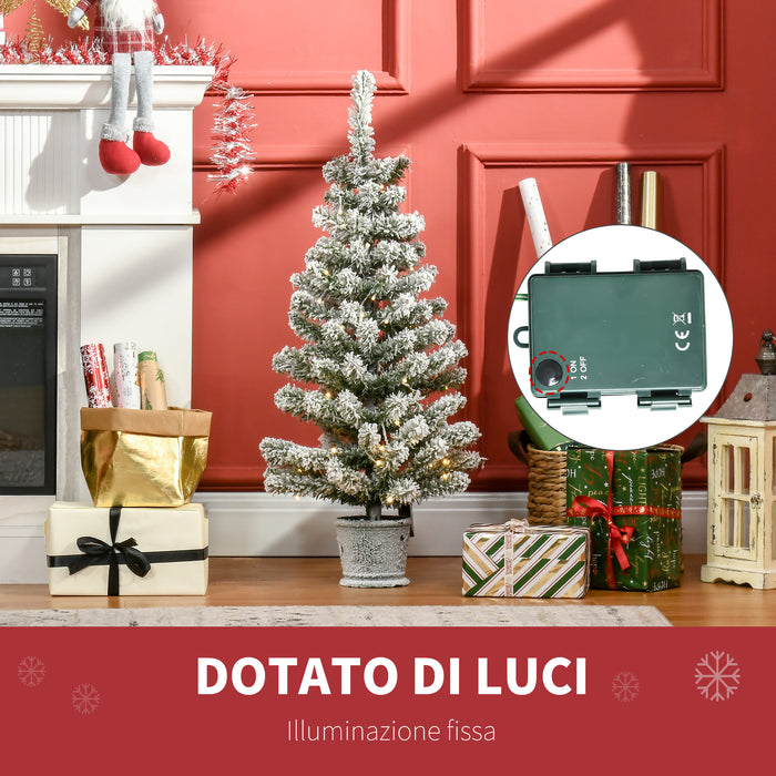 Albero di Natale Artificiale 90 cm 116 Rami con Luci Led Bianche Verde