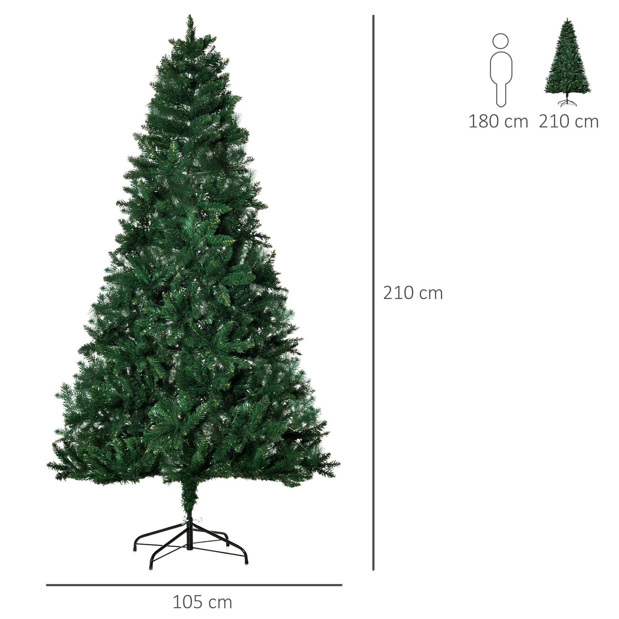 Albero di Natale Artificiale 210 cm 1046 Rami Verde