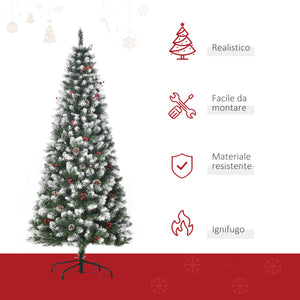 Albero di Natale Artificiale Innevato 180 cm 618 Rami con Pigne Verde