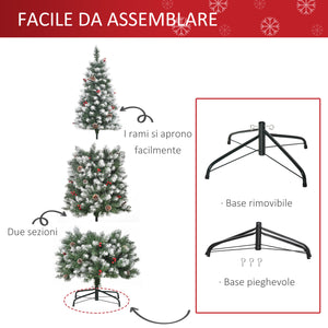 Albero di Natale Artificiale Innevato 180 cm 618 Rami con Pigne Verde