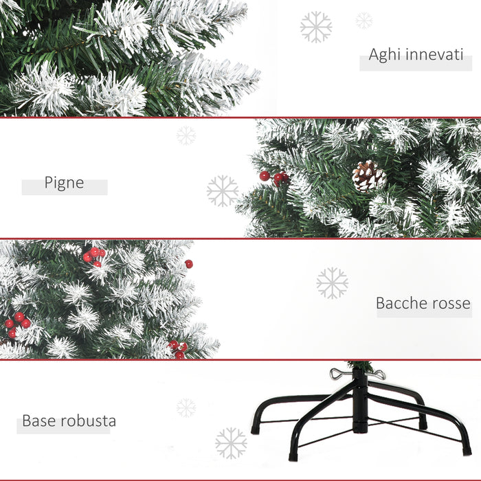 Albero di Natale Artificiale Innevato 180 cm 618 Rami con Pigne Verde