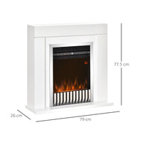 Camino Elettrico da Pavimento 79x26x77,5 cm Effetto Fiamma 2000W Bianco