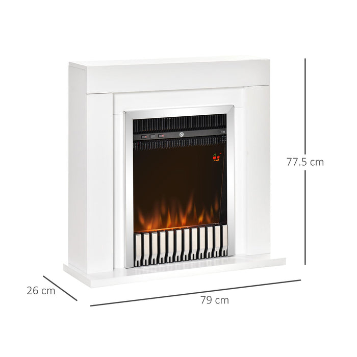 Camino Elettrico da Pavimento 79x26x77,5 cm Effetto Fiamma 2000W Bianco