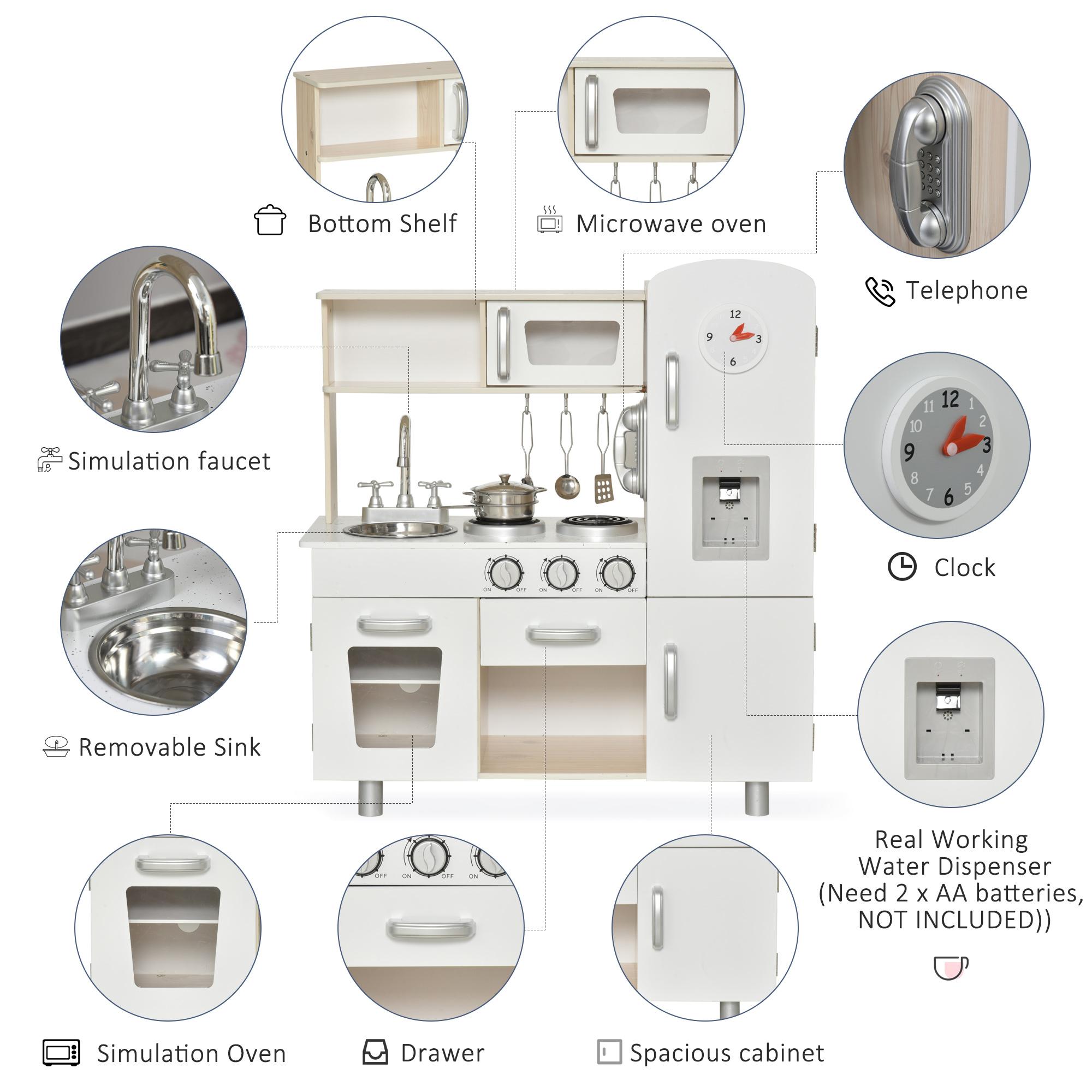 Cucina Giocattolo per Bambini 74x30x81 cm in Legno Bianca