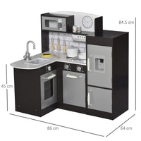 Cucina Giocattolo per Bambini 86x64x84,5 cm in Legno Nera