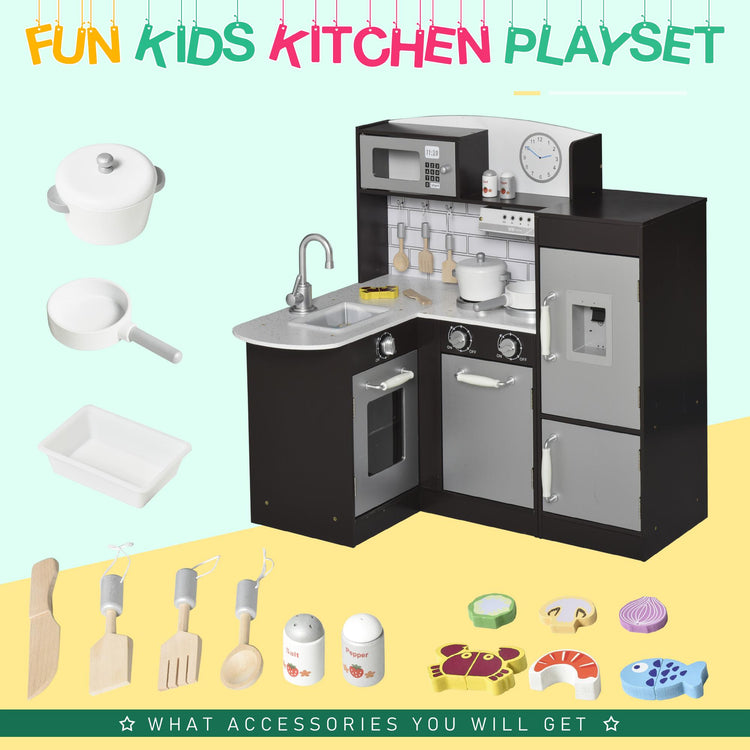 Cucina Giocattolo per Bambini 86x64x84,5 cm in Legno Nera