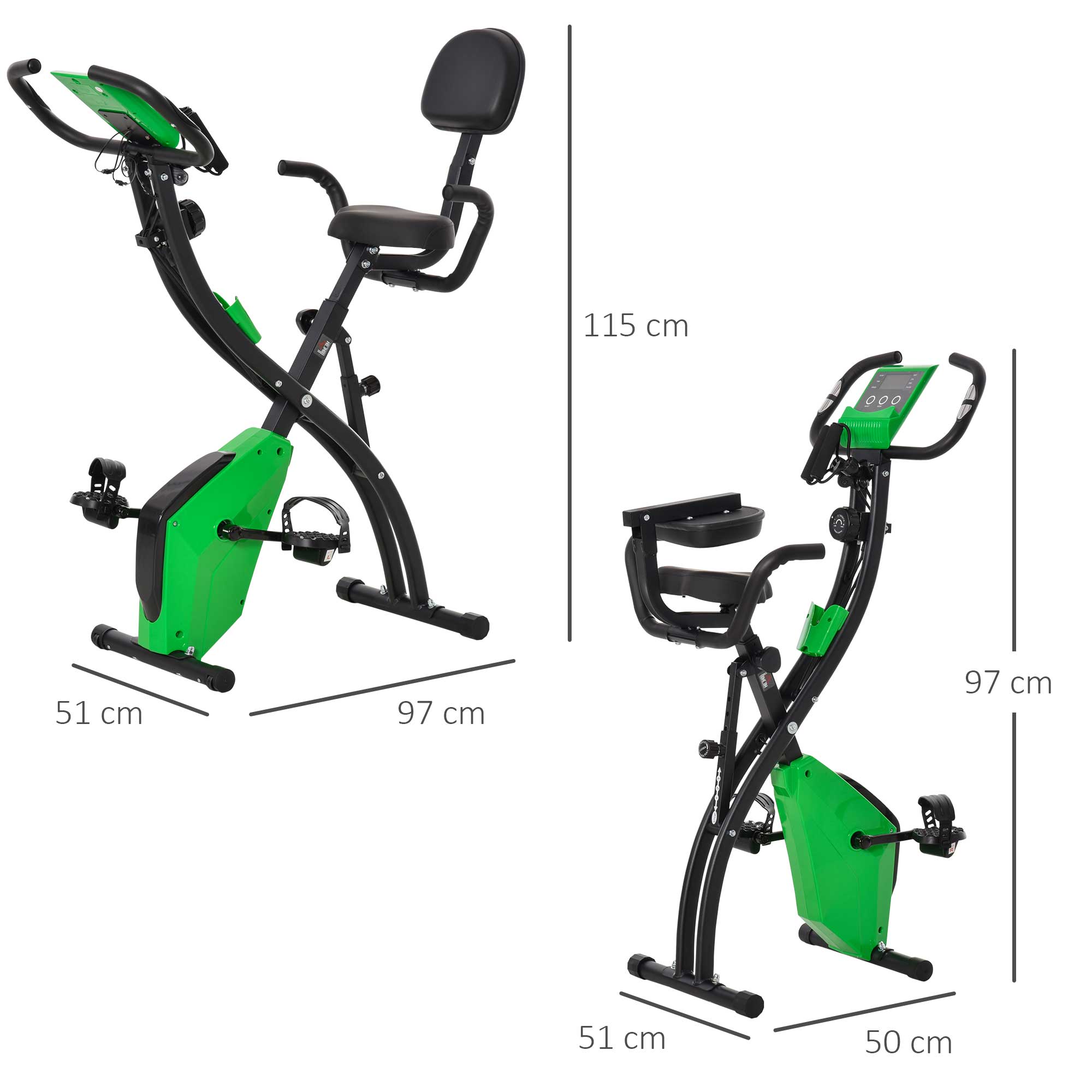 Cyclette Magnetica Pieghevole con Display LCD Verde