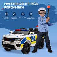 Macchina Elettrica daPolizia per Bambini 12V Police Bianca