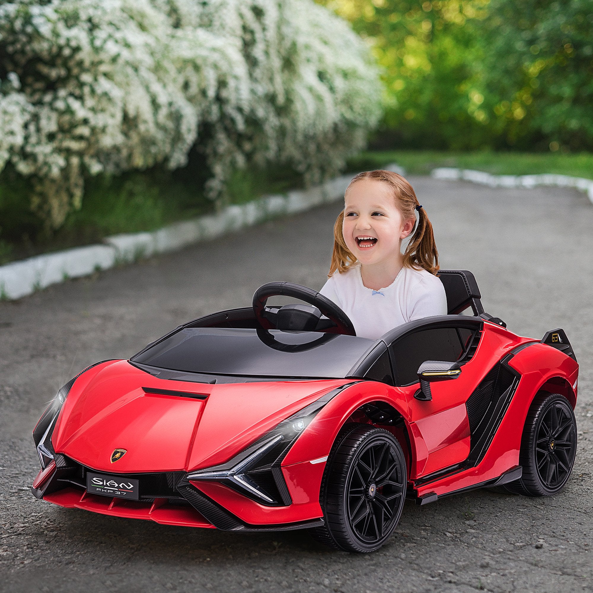 Macchina Elettrica per Bambini 12V con Licenza Lamborghini Sian FKP 37 Rossa