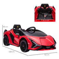 Macchina Elettrica per Bambini 12V con Licenza Lamborghini Sian FKP 37 Rossa