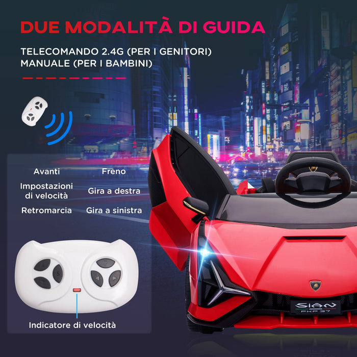 Macchina Elettrica per Bambini 12V con Licenza Lamborghini Sian FKP 37 Rossa