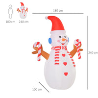 Pupazzo di Neve Gonfiabile Luminoso H240 cm con Luci a LED Bianco