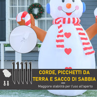 Pupazzo di Neve Gonfiabile Luminoso H240 cm con Luci a LED Bianco