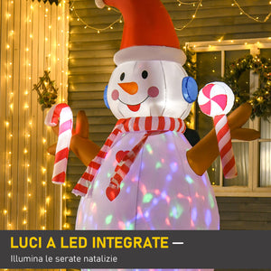 Pupazzo di Neve Gonfiabile Luminoso H240 cm con Luci a LED Bianco