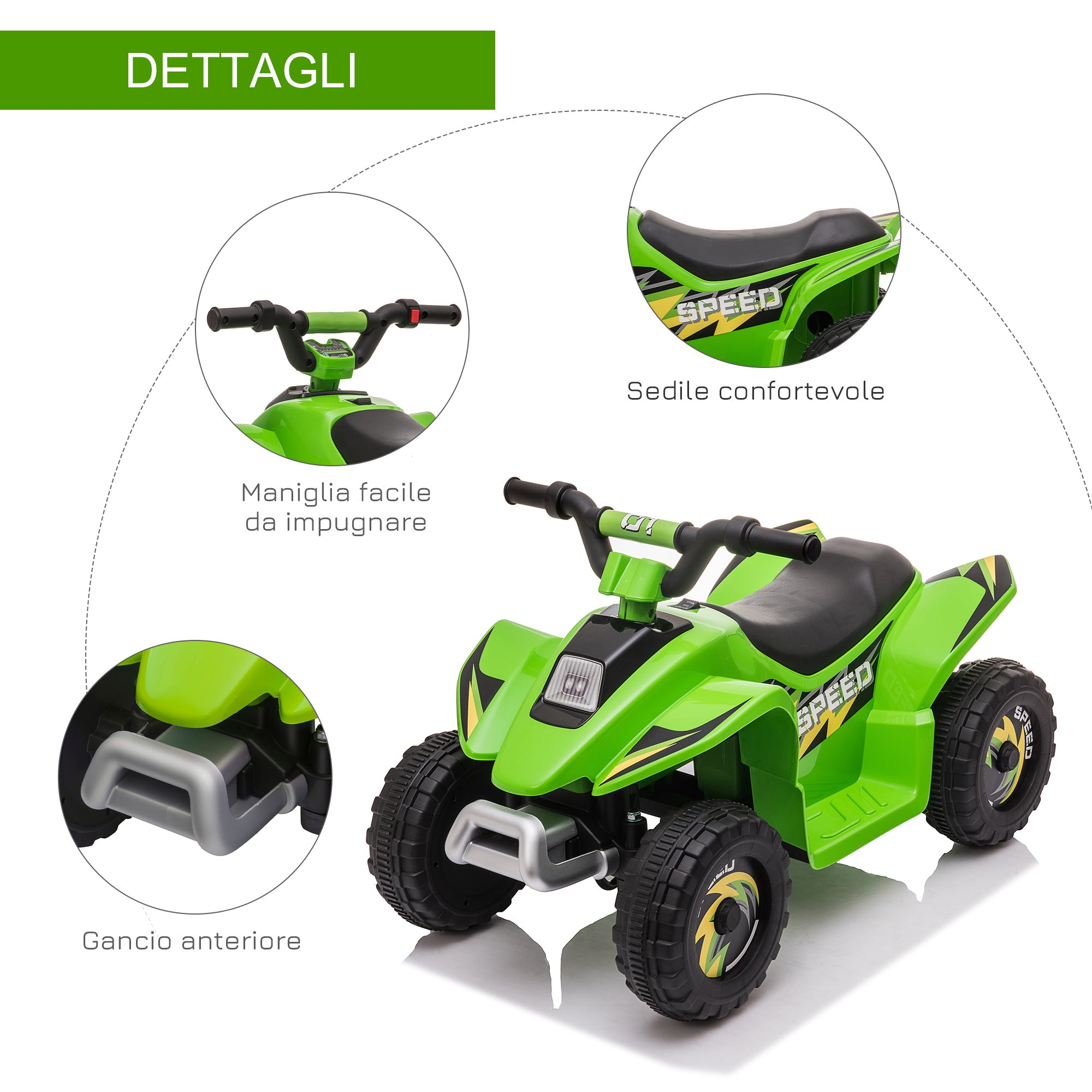 Mini Quad Elettrico per Bambini 6V Verde