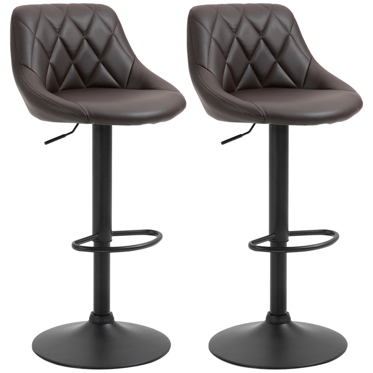 Set 2 Sgabelli da Bar 51,5x48x83-104 cm in Similpelle Marrone e Nero