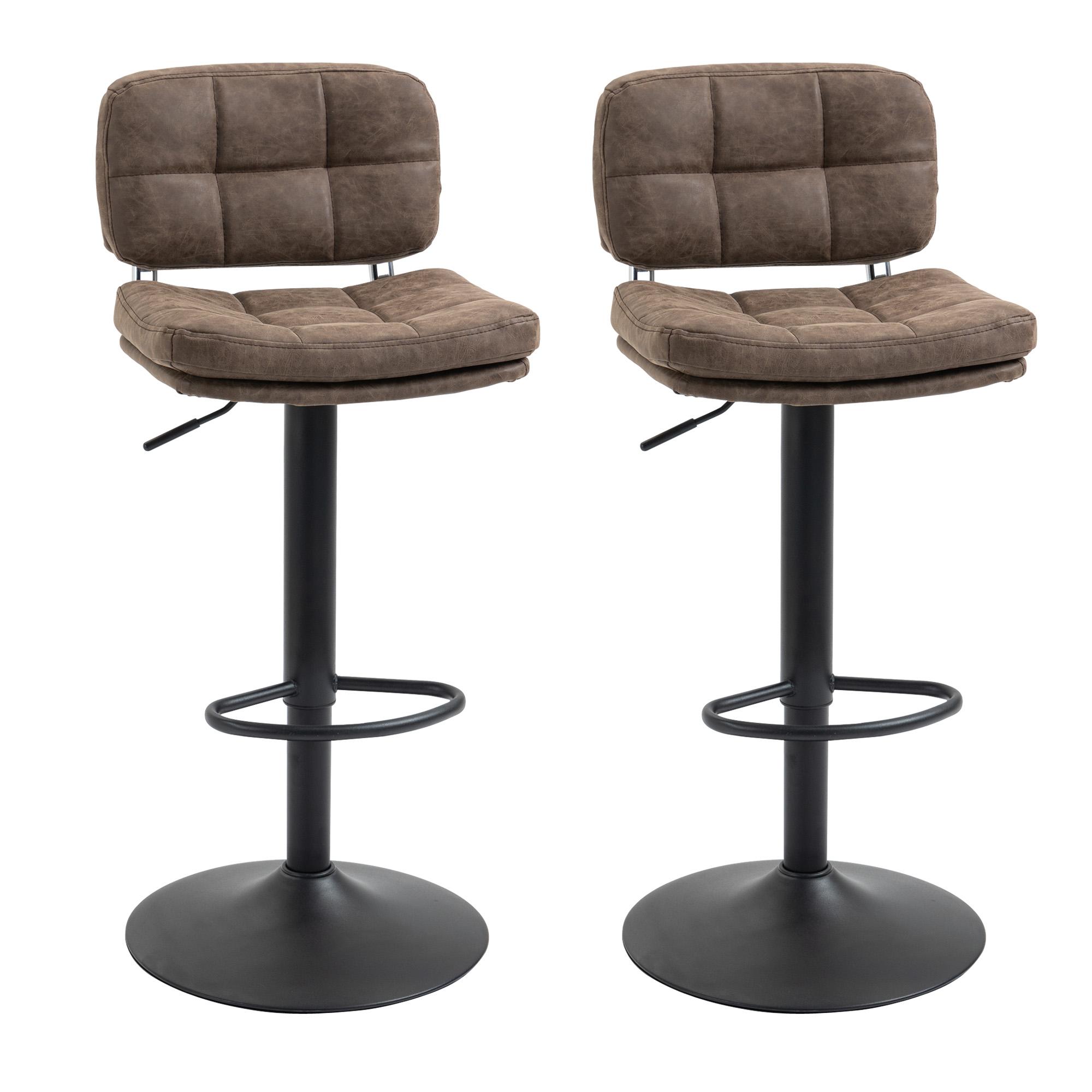 Set 2 Sgabelli da Bar 41,5x45x85-107 cm in Similpelle Marrone e Nero