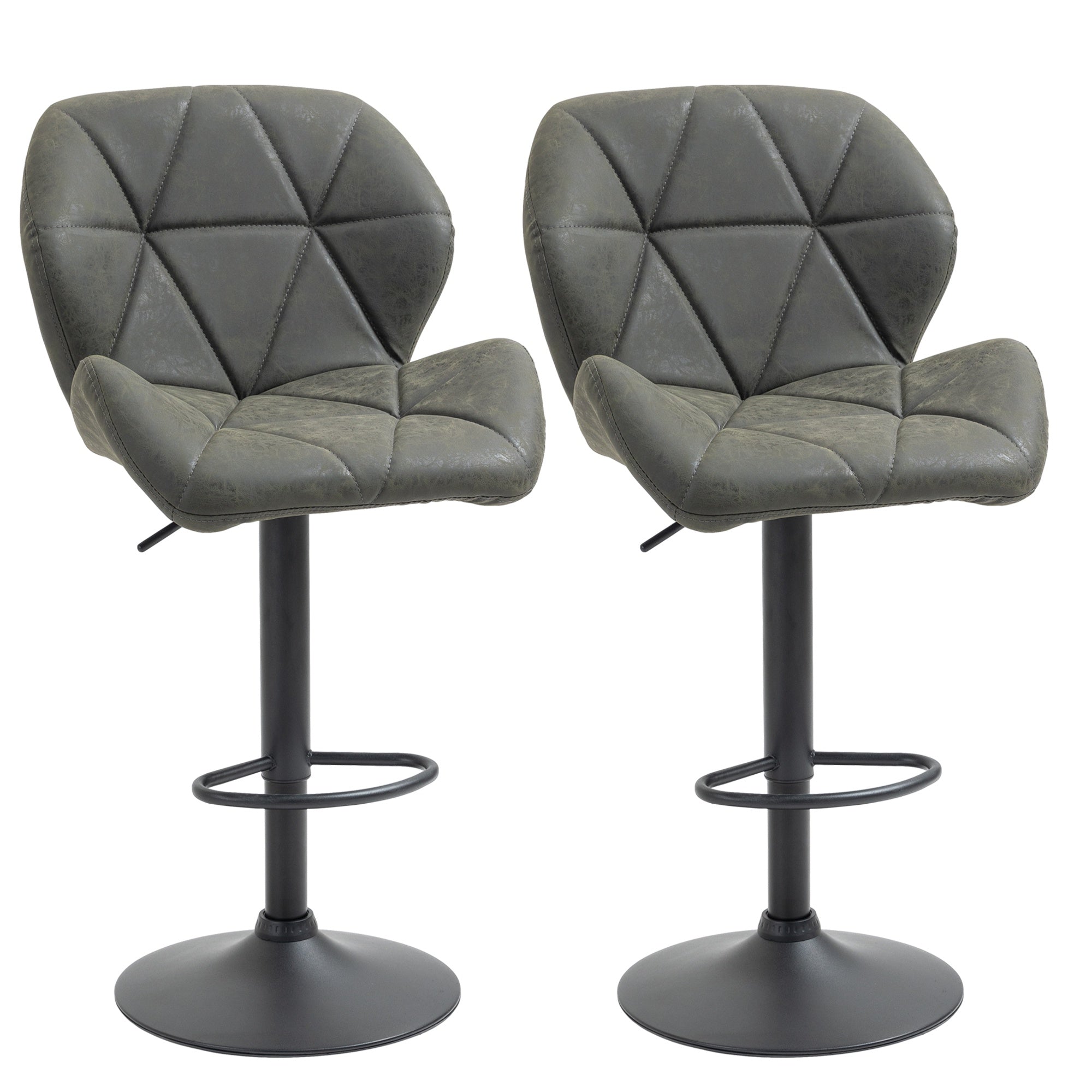 Set 2 Sgabelli da Bar 51,5x57,5x93-114,5 cm in Similpelle Grigio