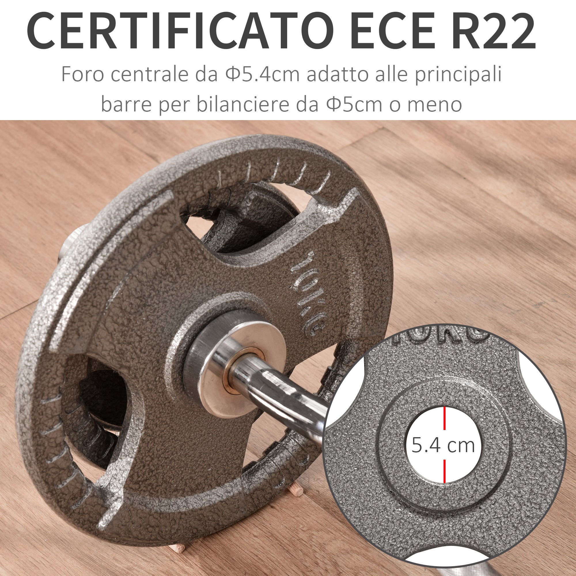 Set di 6 Dischi Pesi per Bilanciere Totale 35 Kg Grigi