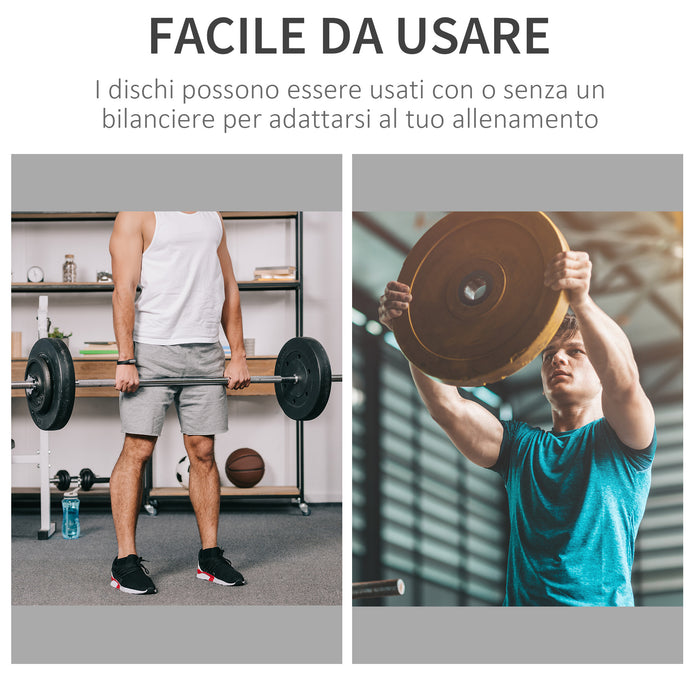 Set di 6 Dischi Pesi per Bilanciere Totale 35 Kg Grigi