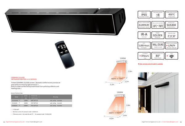 Stufa da Esterno Riscaldatore ad Infrarossi 13,9x11x74,2 cm 2000W Sined  Nero