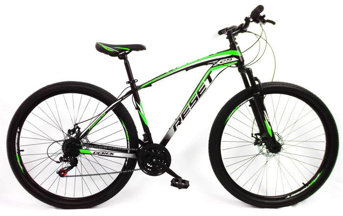 Bicicletta Mountain Bike MTB Ragazzo 29" 21V in Acciaio Nero e Verde Fluo